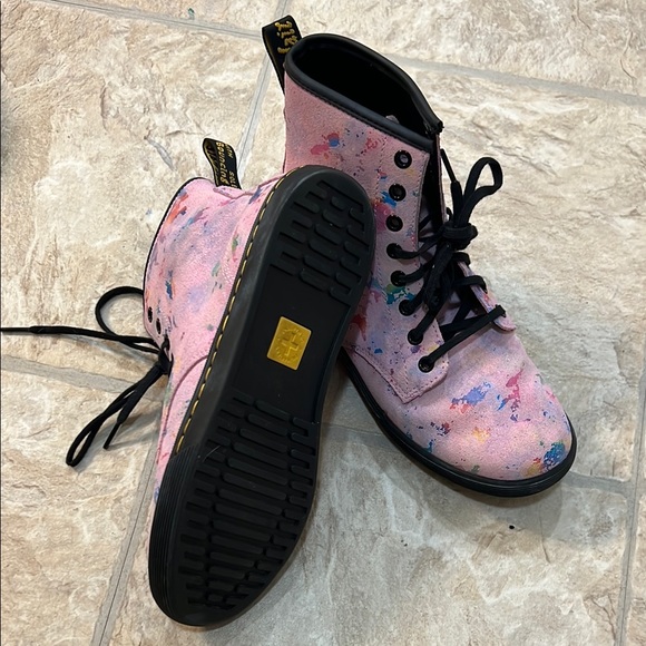 Pink Splatter Doc Martin Combat Boots - Picture 1 of 2
